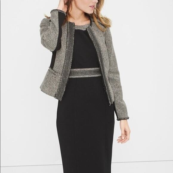 NWT WHBM‎ Belle Tweed Moto Jacket Black White Size 00 - Picture 1 of 13